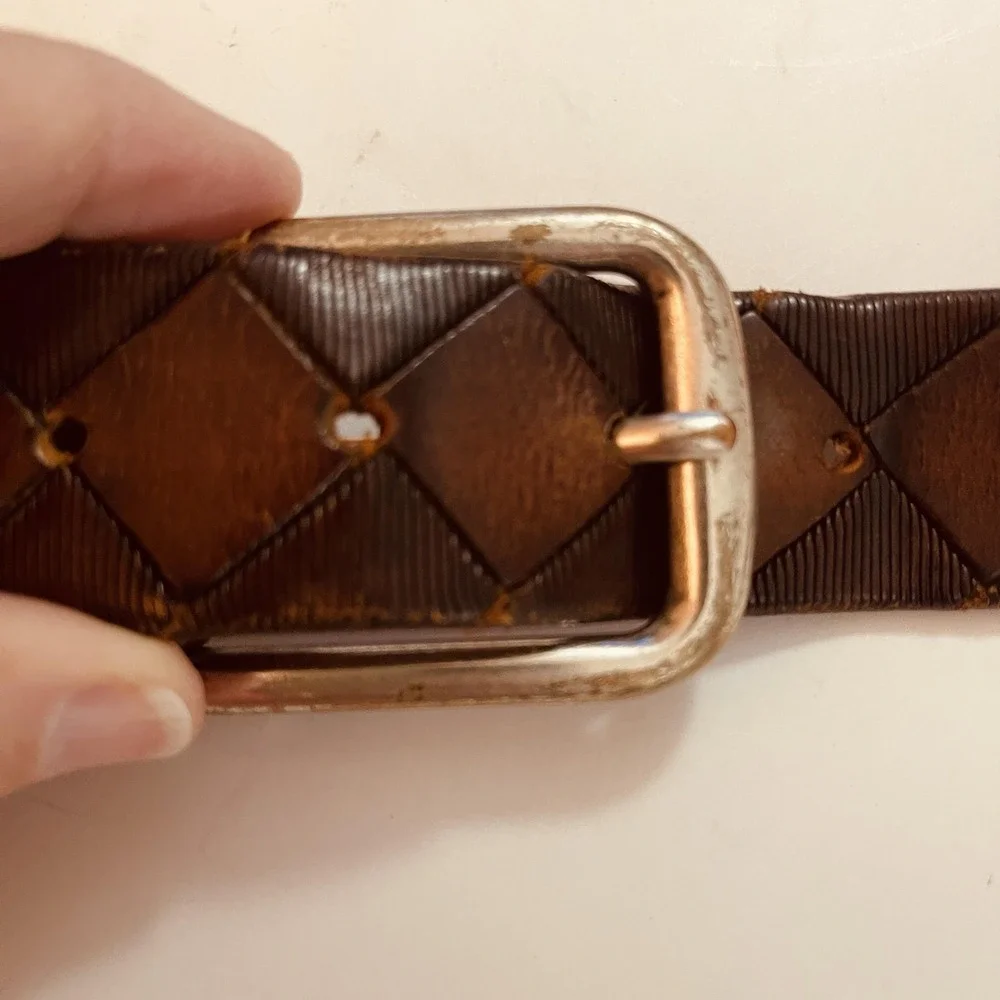 READ Johnston & Murphy Dress Belt Mens 42 Brown Steerhide Argyle Made In‎ Italy